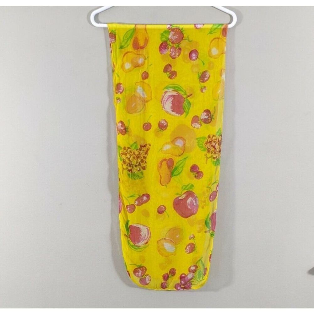 Lemon Yellow Fruit Citrus Print Oblong Rectangle Vintage semisheer Scarf 13 x 64